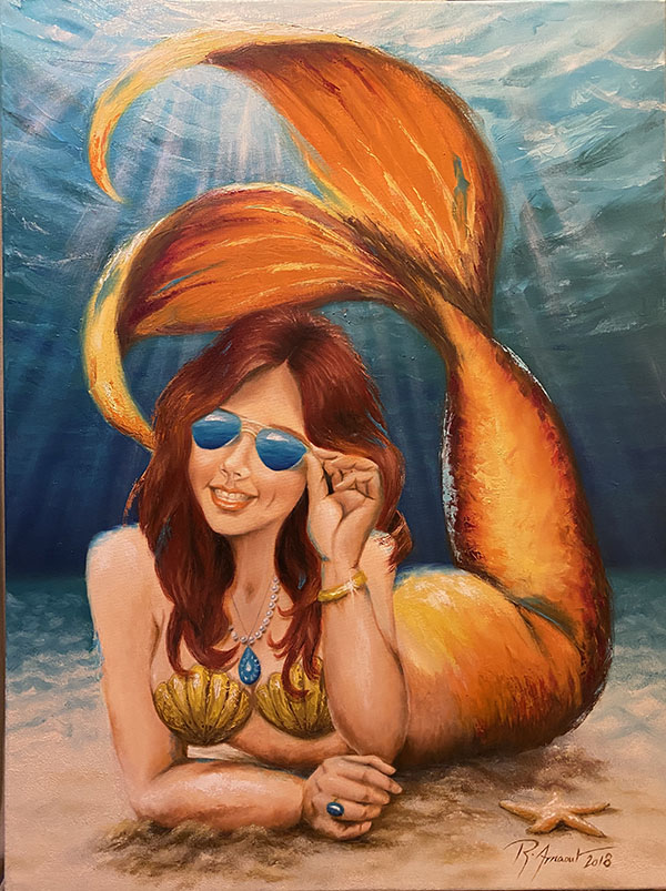 Cool mermaid oil paint image