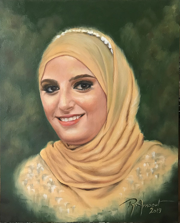 Vailed girl portrait - oil paint